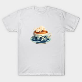 Coffee cup with ocean waves T-Shirt